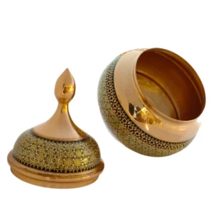 قندان مسی خاتم کاری ارتفاع 15