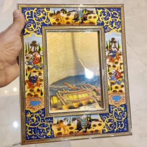 آینه نقاشی مینیاتور اسب و شکار 23در 28