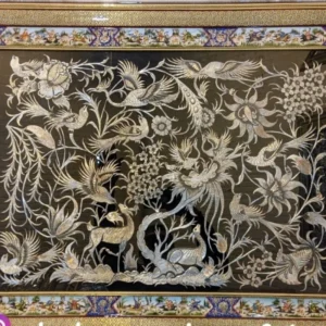 تابلو قلمزنی خاتم و نقاشی مینیاتور اسب و شکار