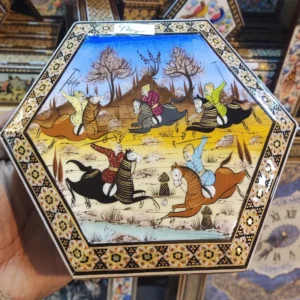 جعبه مینیاتور خاتم6 گوش سایز بزرگ 15 در 15