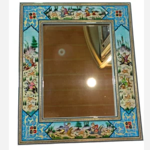 آینه مینیاتور طرح چوگان( شکارگاه)28 در 34