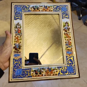 آینه نقاشی مینیاتور شکار و خاتم 28 در 34