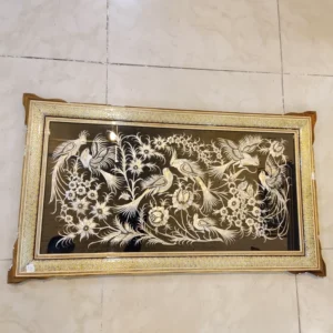 تابلو قلمزنی تمام خاتم سه گل