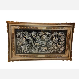 قاب قلمزنی طرح سه آهو 100در 60