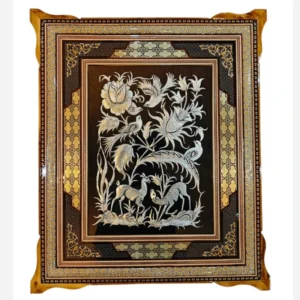 قاب قلمزنی طرح آهو خاتم ابعاد 50 در 60