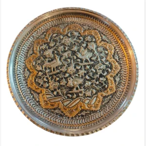 بشقاب قلمزنی طرح گل و مرغ قطر 30